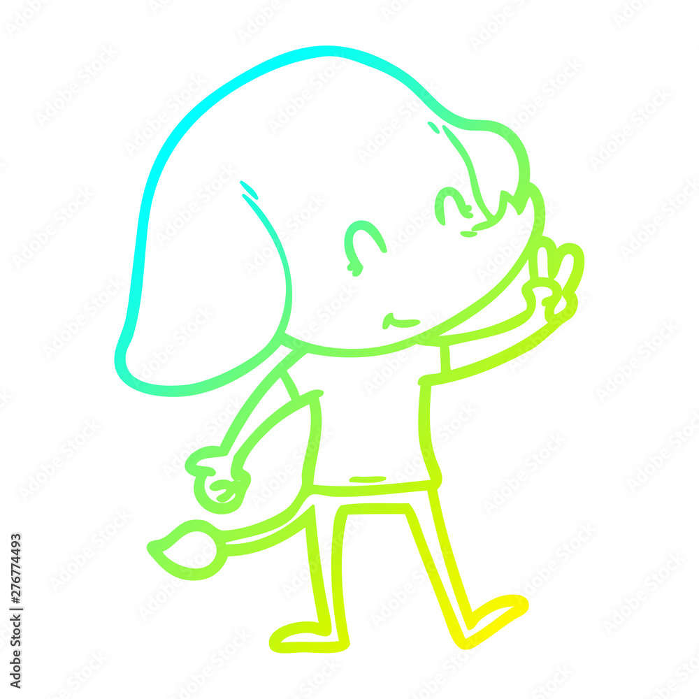 cold gradient line drawing cute cartoon elephant cold gradient line drawing cute cartoon elephant
