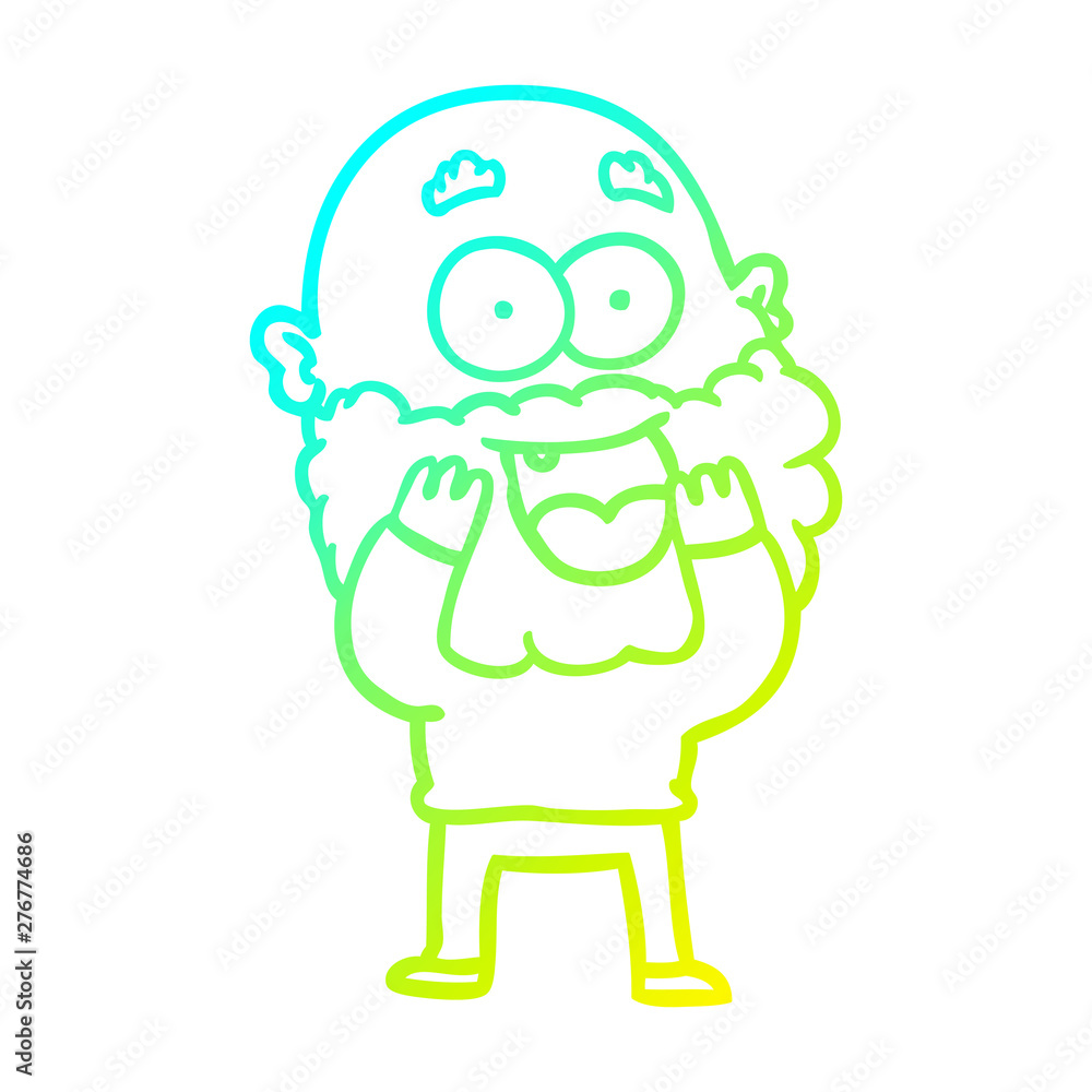 cold gradient line drawing cartoon crazy happy man with beard gasping cold gradient line drawing cartoon crazy happy man with beard gasping