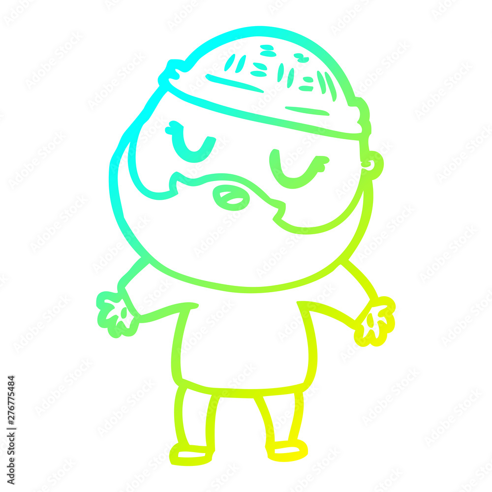 cold gradient line drawing cartoon man with beard cold gradient line drawing cartoon man with beard