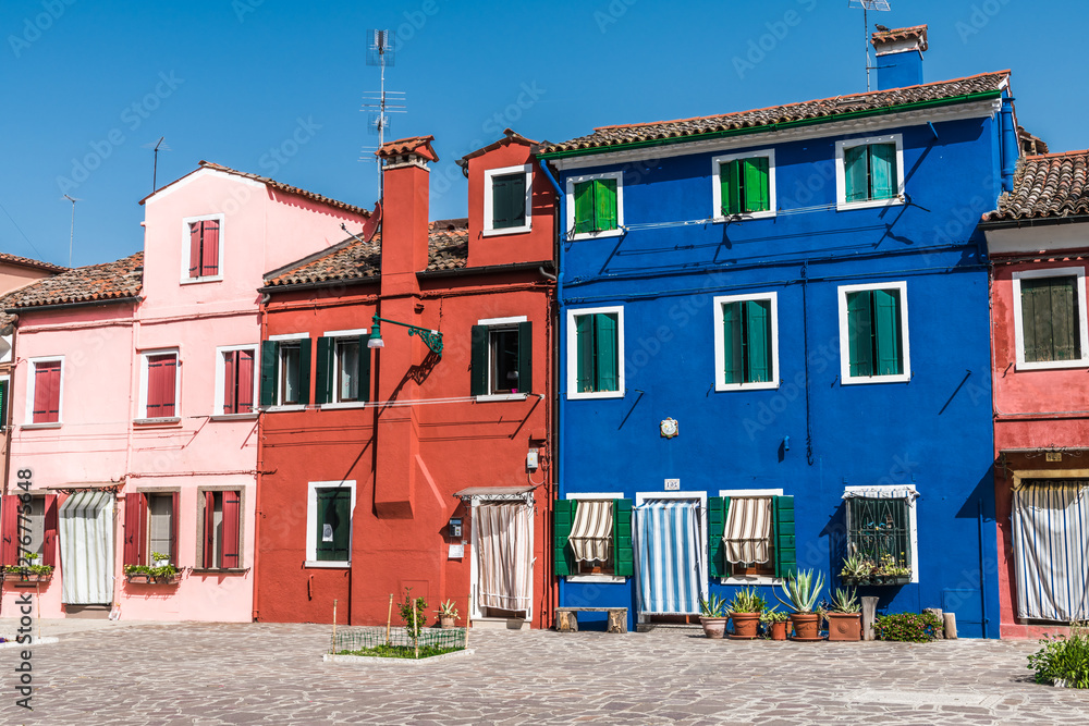 Bright houses on the Italian street