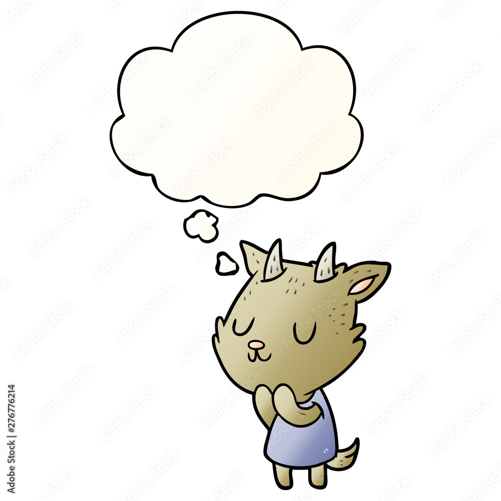 cartoon goat and thought bubble in smooth gradient style