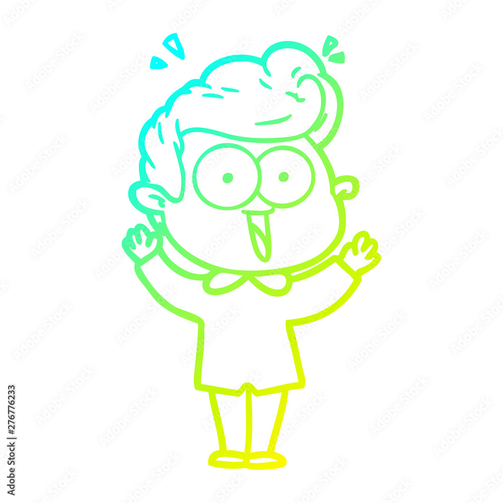 cold gradient line drawing cartoon excited man cold gradient line drawing cartoon excited man