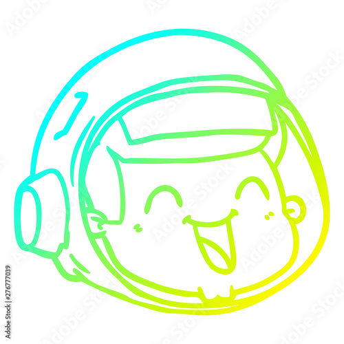 cold gradient line drawing cartoon happy astronaut face