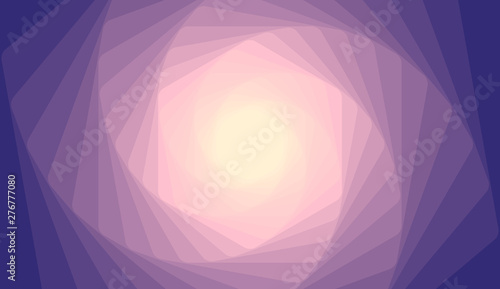 Hexagon spiral. Abstract pink and blue gradient background