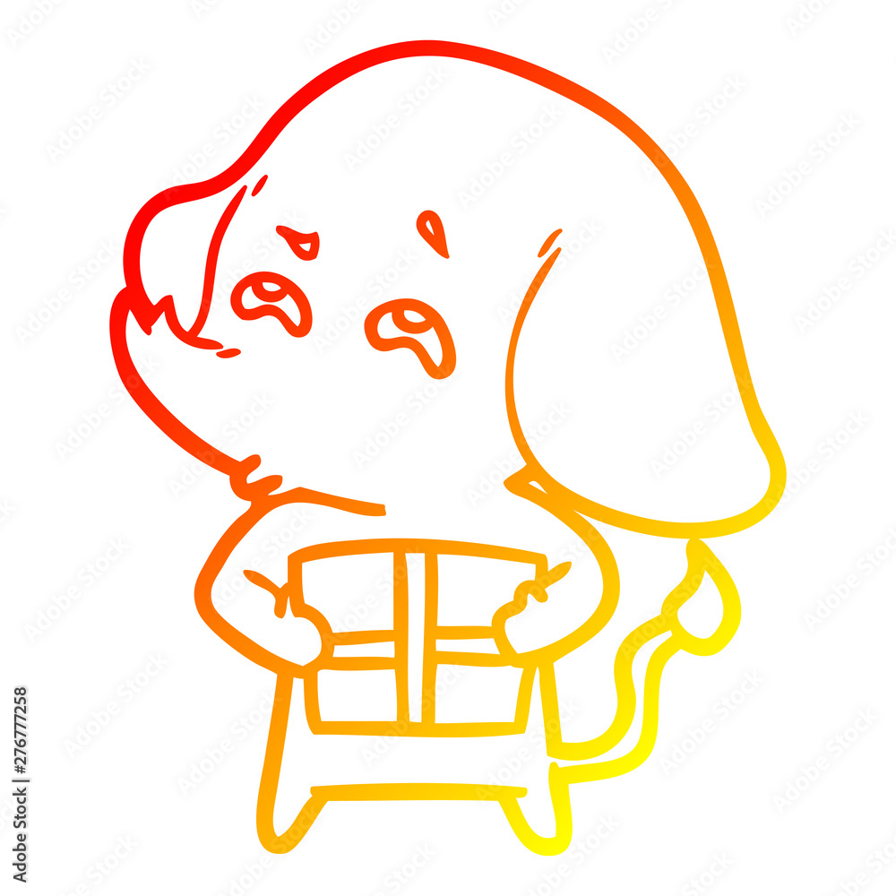warm gradient line drawing cartoon elephant with gift remembering warm gradient line drawing cartoon elephant with gift remembering
