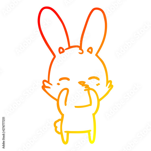 warm gradient line drawing curious bunny cartoon