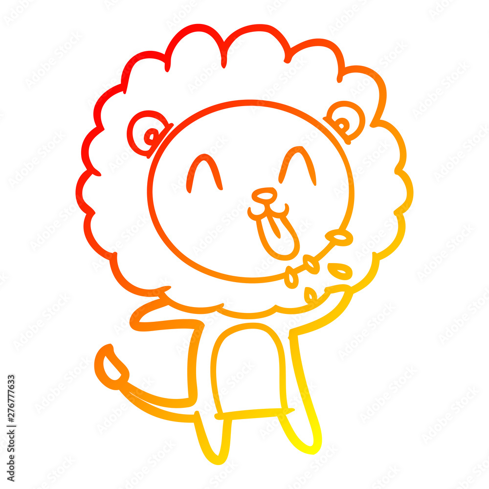 warm gradient line drawing happy cartoon lion warm gradient line drawing happy cartoon lion