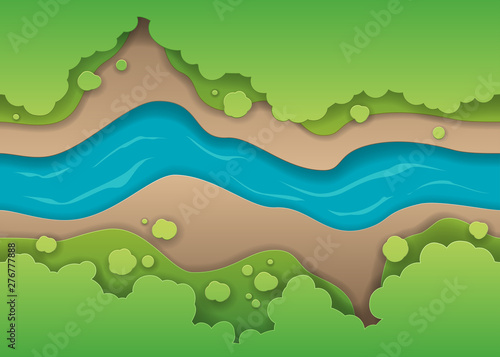 concept of paper river with shadows