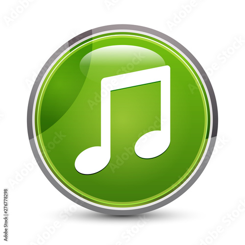 Music note icon elegant green round button vector illustration