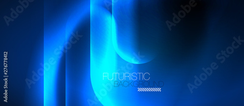 Blue neon round shapes techno background