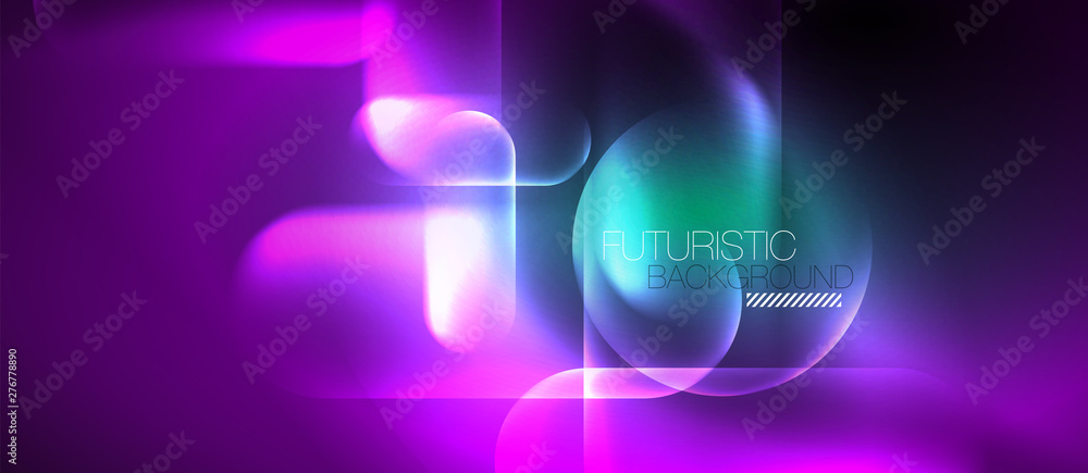 Neon glowing techno lines, hi-tech futuristic abstract background template