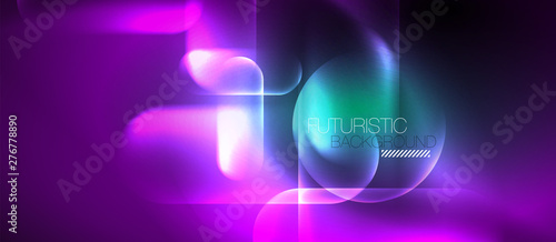 Neon glowing techno lines, hi-tech futuristic abstract background template