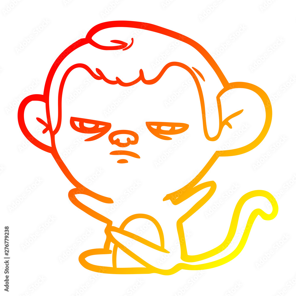 Obraz premium warm gradient line drawing cartoon monkey