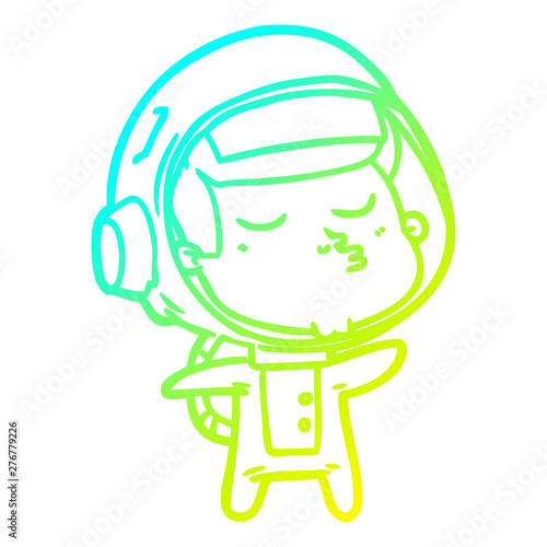 cold gradient line drawing cartoon confident astronaut