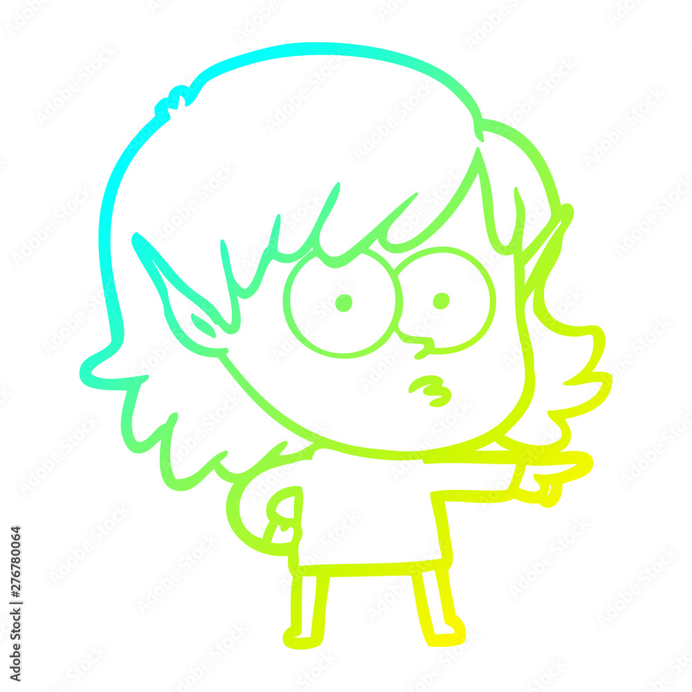 cold gradient line drawing cartoon elf girl pointing cold gradient line drawing cartoon elf girl pointing