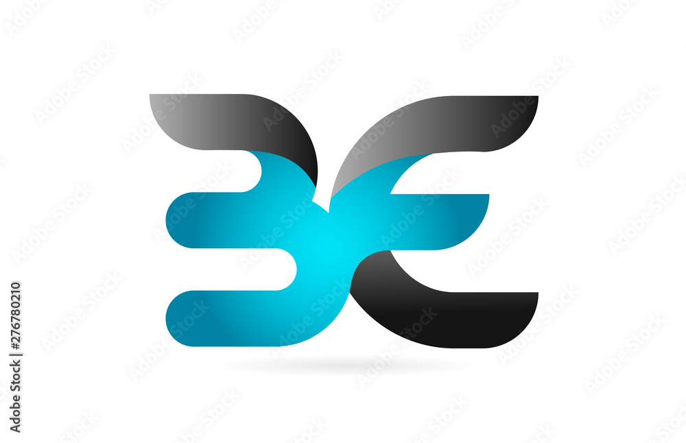 blue black alphabet letter BE B E combination logo icon design