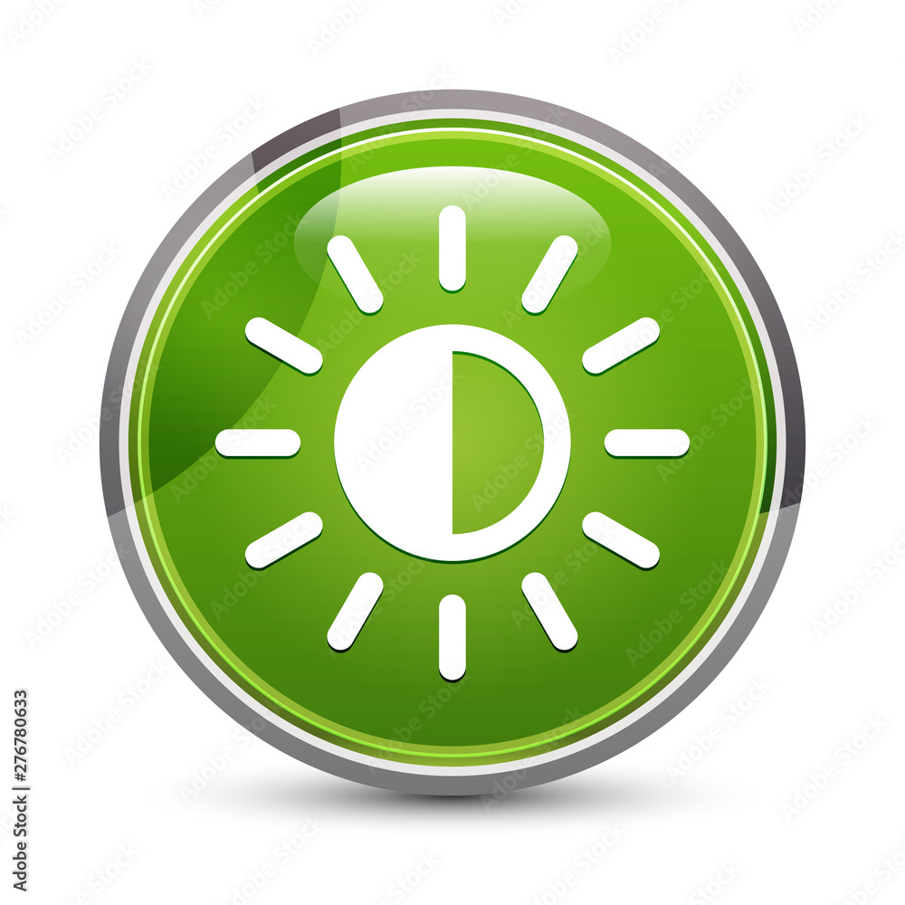Screen brightness sun icon elegant green round button vector illustration Screen brightness sun icon elegant green round button vector illustration