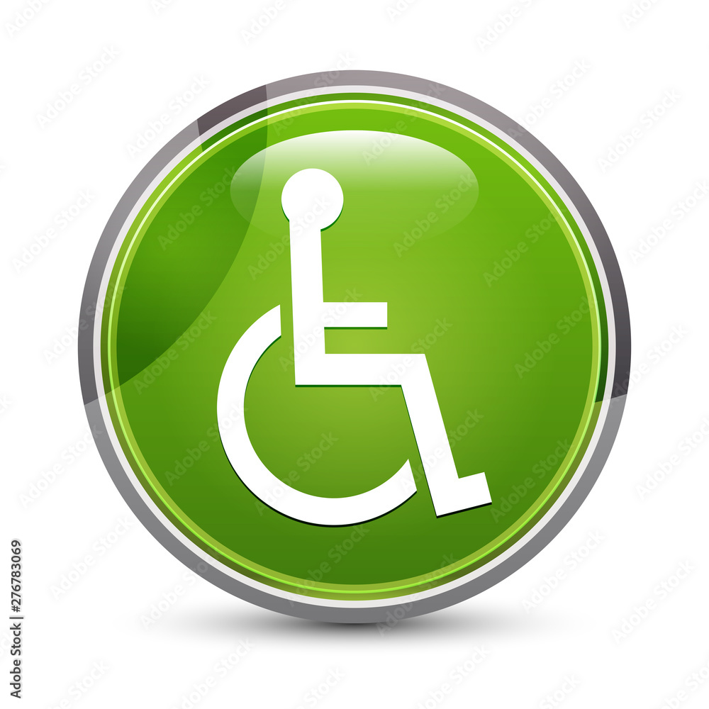Wheelchair handicap icon elegant green round button vector illustration Wheelchair handicap icon elegant green round button vector illustration