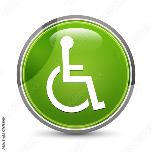 Wheelchair handicap icon elegant green round button vector illustration