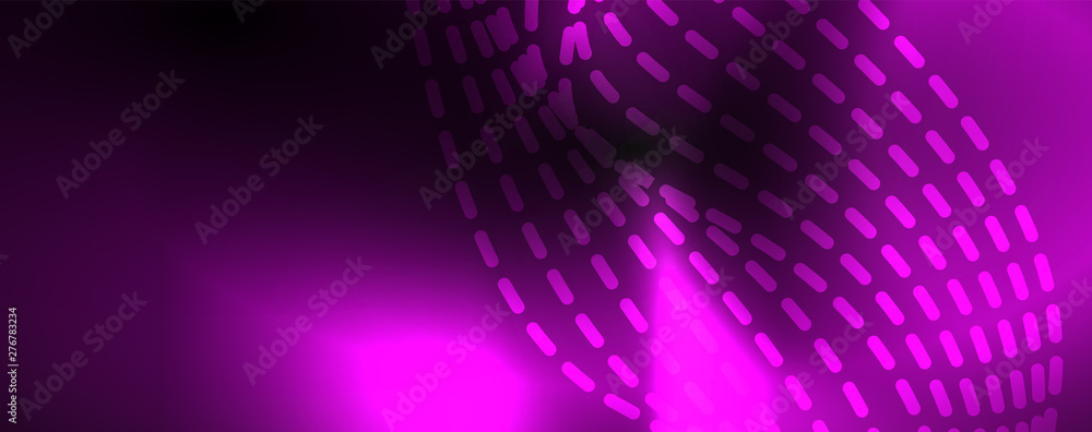 Smoky glowing waves in the dark. Dark abstract background with neon color light and wavy lines. Vector Smoky glowing waves in the dark. Dark abstract background with neon color light and wavy lines. Vector
