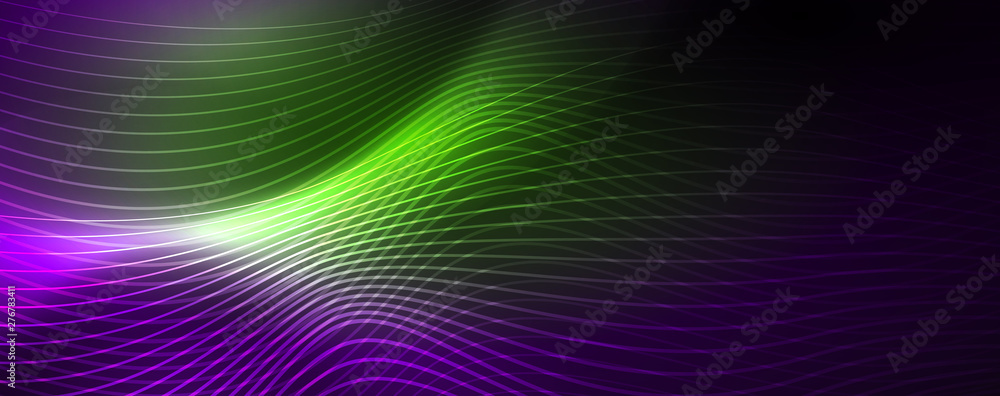 Neon vector wave lines abstract background, magic futuristic techno design Neon vector wave lines abstract background, magic futuristic techno design