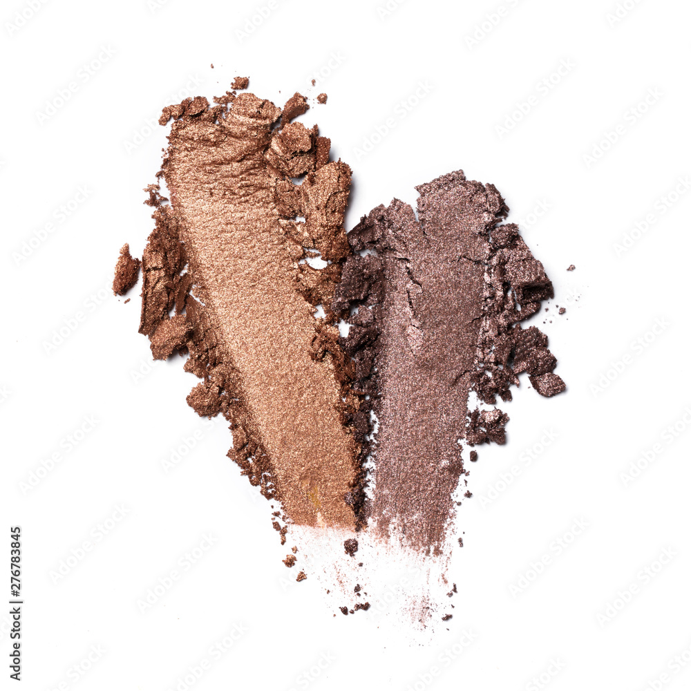 .Shiny smear of beige and brown eyeshadow .Shiny smear of beige and brown eyeshadow