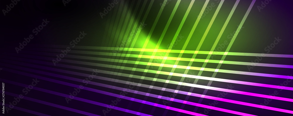 Color light with lines, outer space background, bright rays