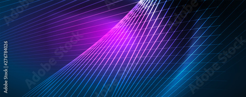 Neon blue glowing lines, magic energy space light concept, abstract background wallpaper design