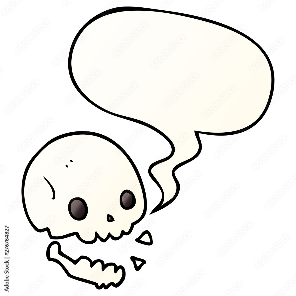 cartoon spooky skull and speech bubble in smooth gradient style cartoon spooky skull and speech bubble in smooth gradient style