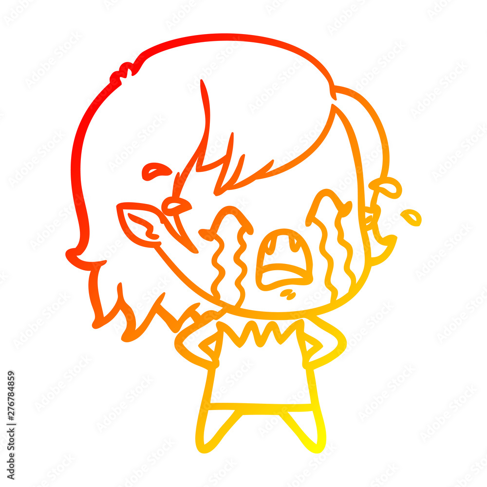 warm gradient line drawing cartoon crying vampire girl warm gradient line drawing cartoon crying vampire girl