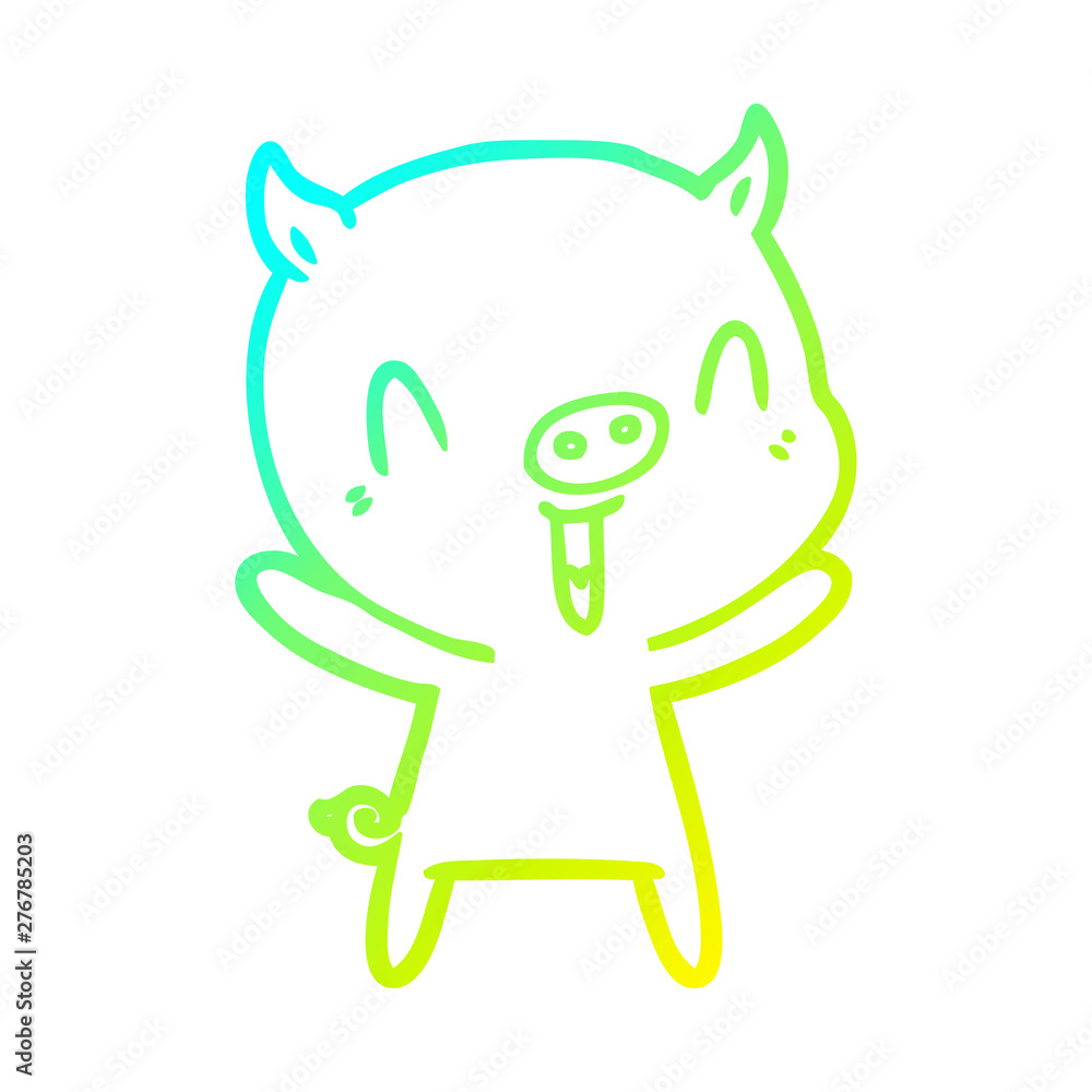 cold gradient line drawing happy cartoon pig cold gradient line drawing happy cartoon pig