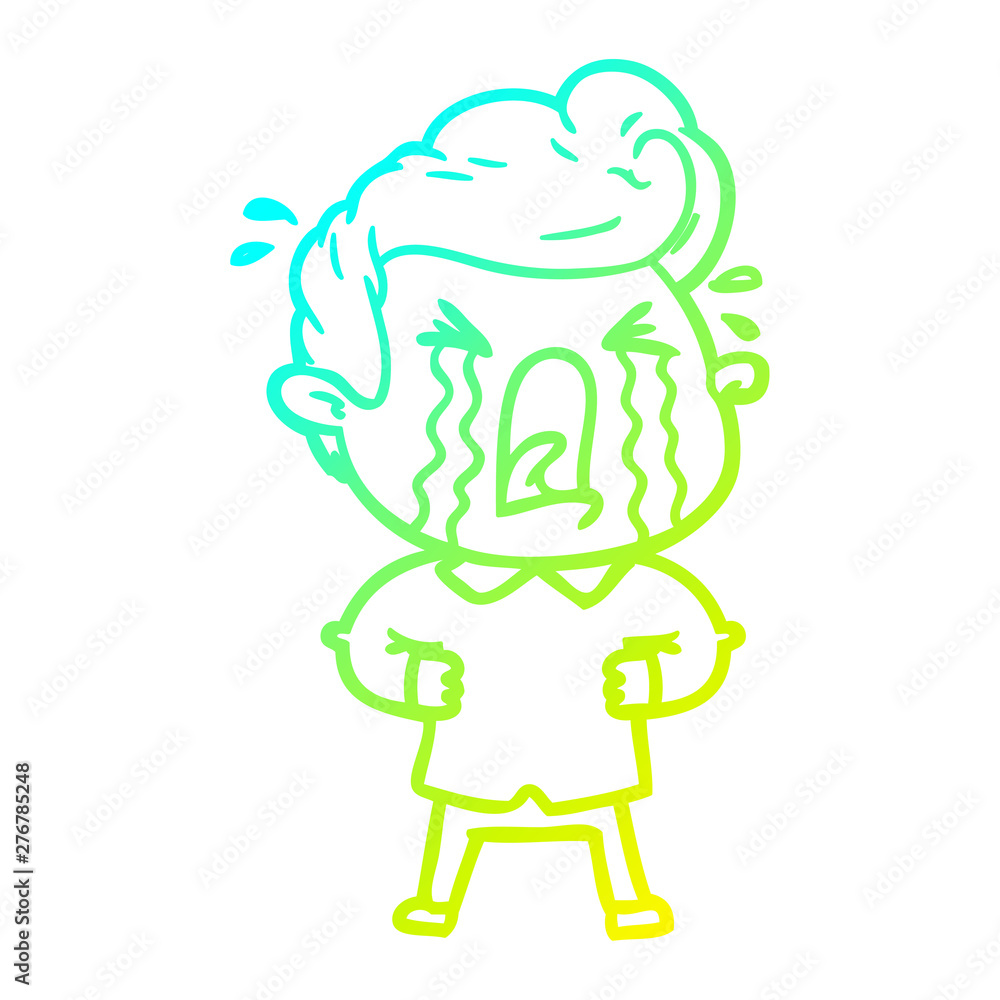 cold gradient line drawing cartoon crying man cold gradient line drawing cartoon crying man