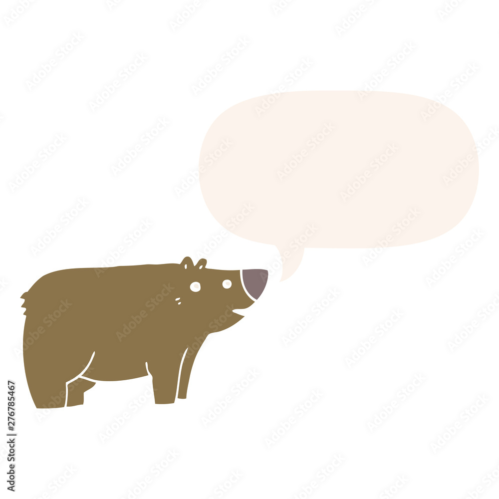 cartoon bear and speech bubble in retro style cartoon bear and speech bubble in retro style