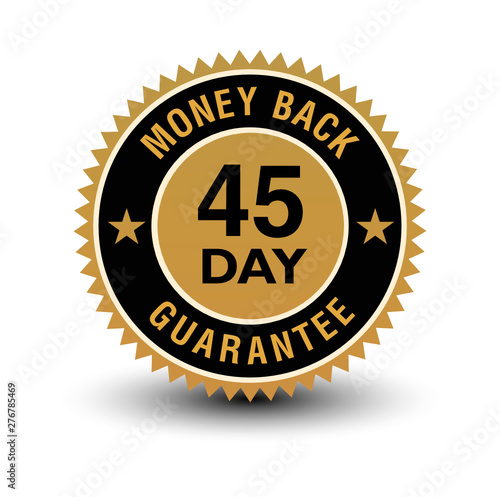 Simple yet powerful golden 45 day money back guaranteed badge.