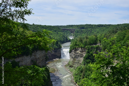 Upper and Middle Falls at Letchworth State Part New York