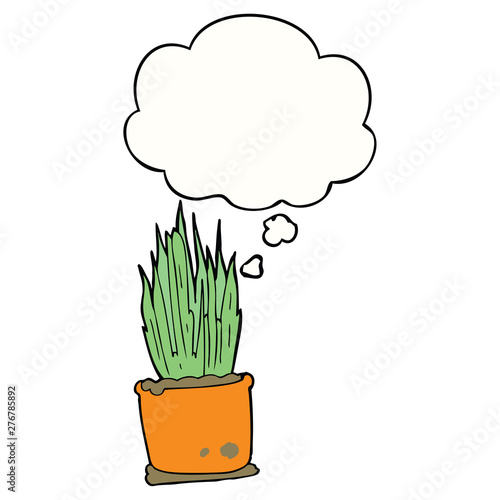 cartoon house plant and thought bubble