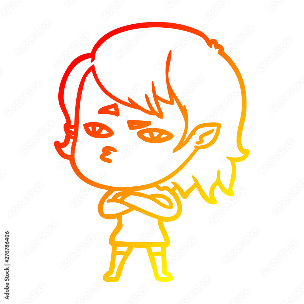 warm gradient line drawing cartoon vampire girl warm gradient line drawing cartoon vampire girl