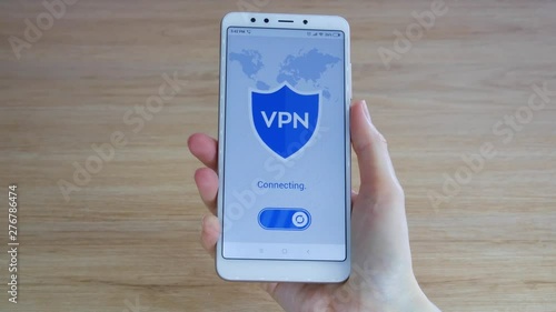 VPN. Virtual private network. Turning on VPN on the smartphone. Data encryption. IP substitute. Cyber security and privacy. Personal data protection. Privacy Protection.