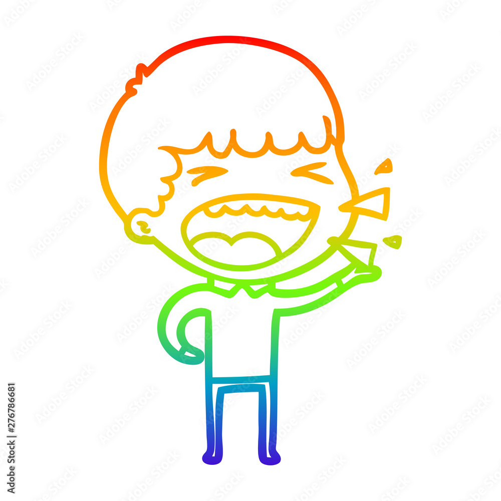 rainbow gradient line drawing cartoon laughing man rainbow gradient line drawing cartoon laughing man