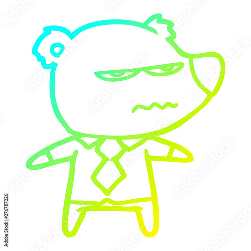 cold gradient line drawing cartoon angry boss bear