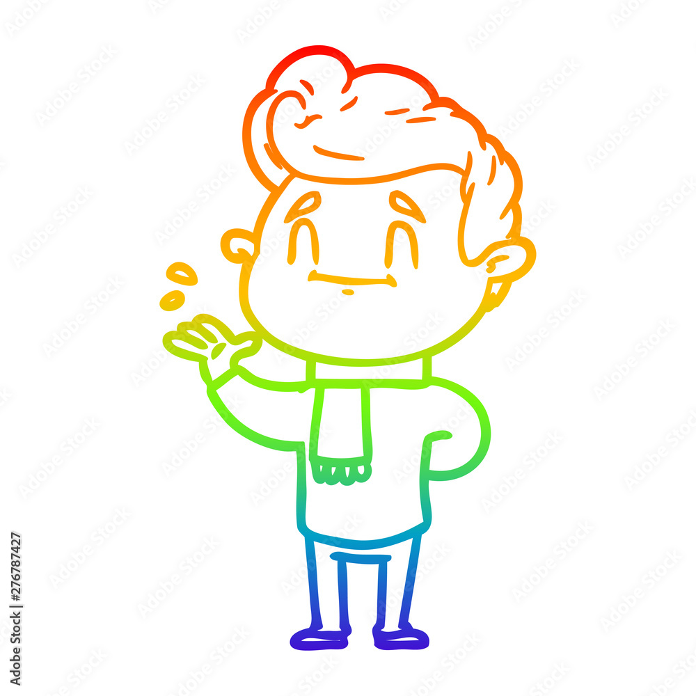 rainbow gradient line drawing happy cartoon man rainbow gradient line drawing happy cartoon man