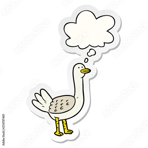 Photography cartoon bird and thought bubble as a printed sticker