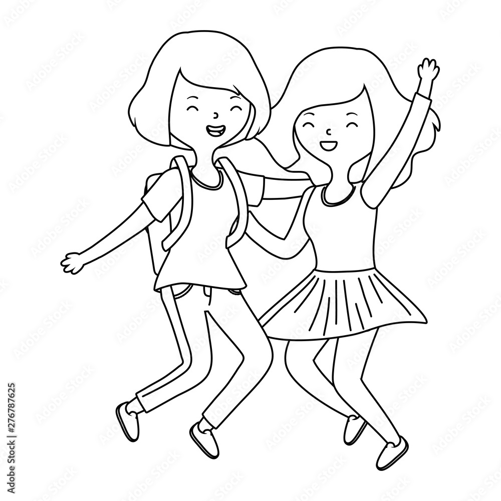 Teenager girls cartoons design vector illustrator Teenager girls cartoons design vector illustrator