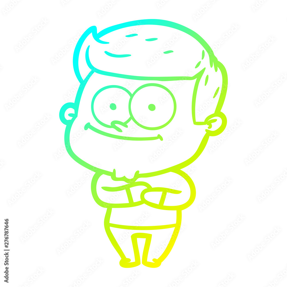 cold gradient line drawing cartoon happy man cold gradient line drawing cartoon happy man