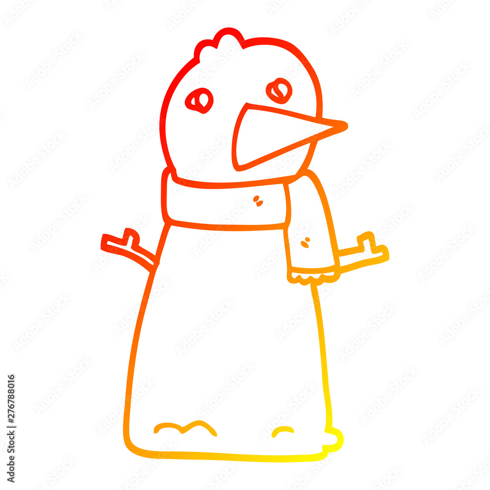warm gradient line drawing cartoon snowman warm gradient line drawing cartoon snowman