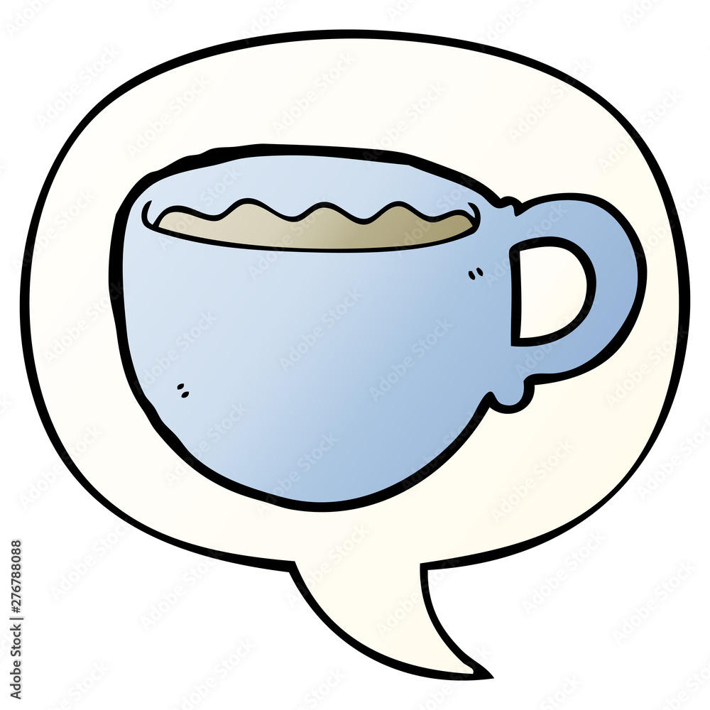 cartoon coffee cup and speech bubble in smooth gradient style cartoon coffee cup and speech bubble in smooth gradient style