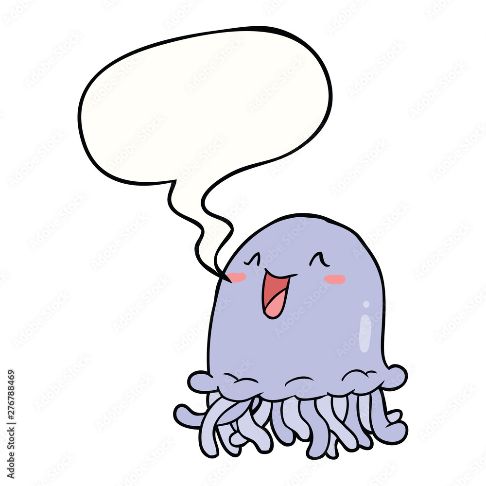 happy cartoon jellyfish and speech bubble happy cartoon jellyfish and speech bubble