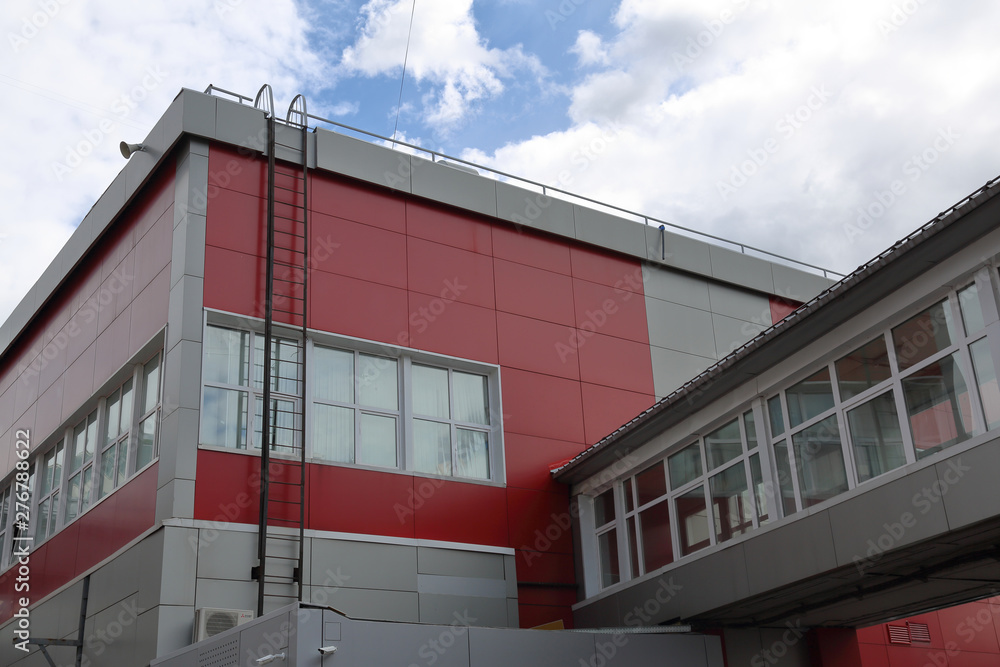 Part of the facade of an industrial building in the production area