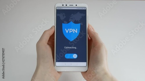 VPN. Virtual private network. Turning on VPN on the smartphone. Data encryption. IP substitute. Cyber security and privacy. Personal data protection. Privacy Protection.
