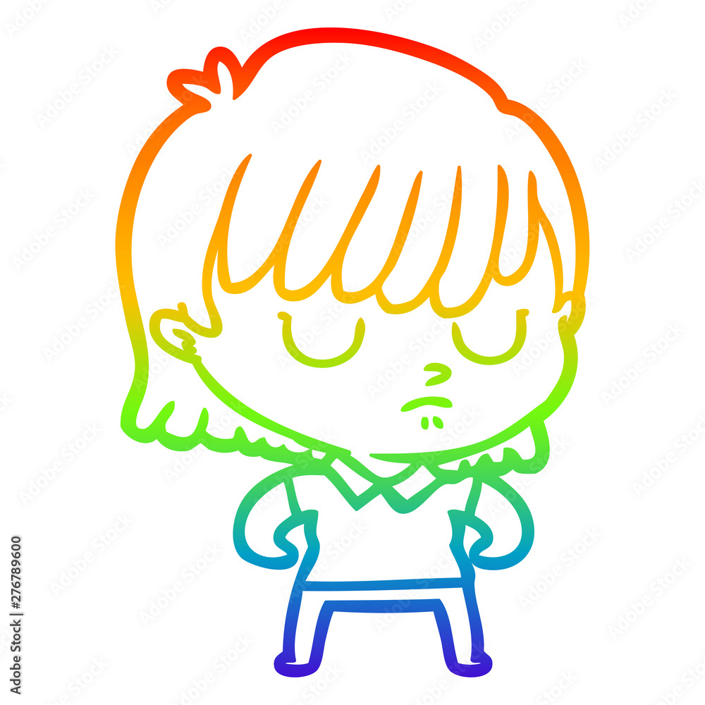 rainbow gradient line drawing cartoon woman rainbow gradient line drawing cartoon woman